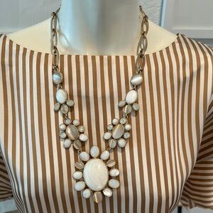 Elegant Gold and White Flower Necklace